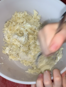 mixing cheese