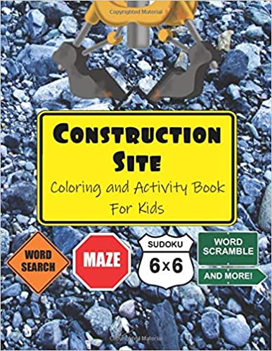 Construction site coloring book for kids